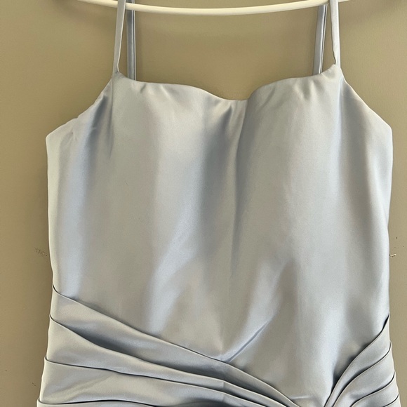 Blue Ruched Satin Dress - Picture 3 of 8